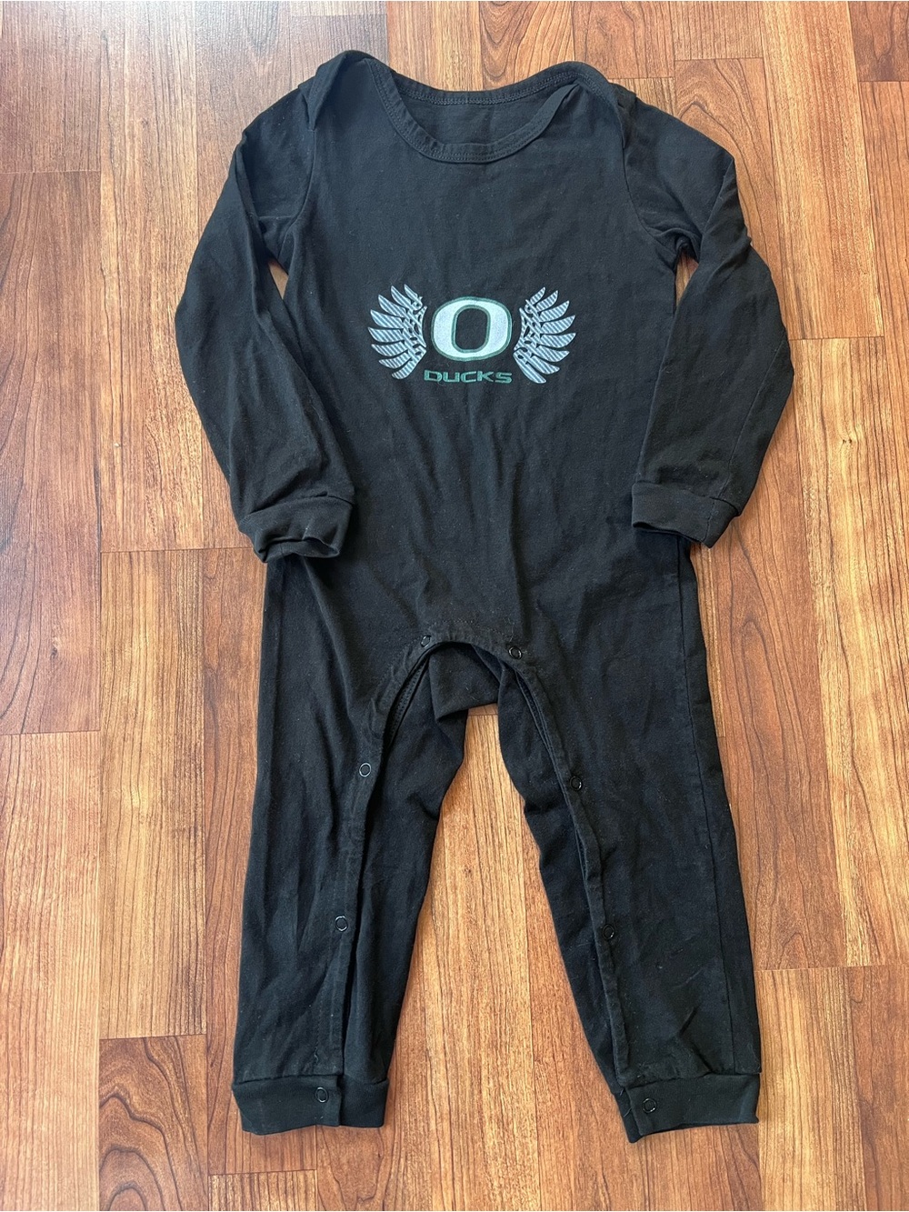 Oregon Ducks Long Sleeve Romper One Piece Black Baby Toddler 24M